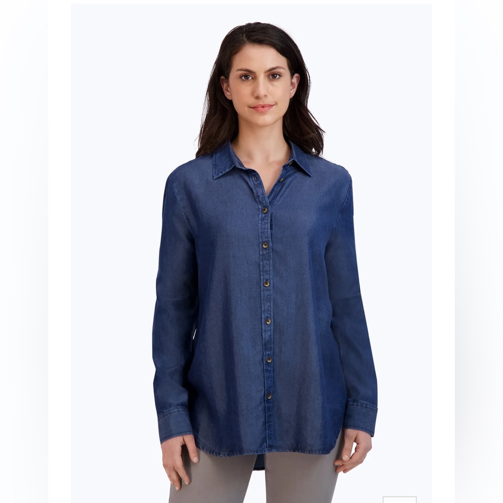 Foxcroft‎ fitted fit tencel button down women shirt size 6